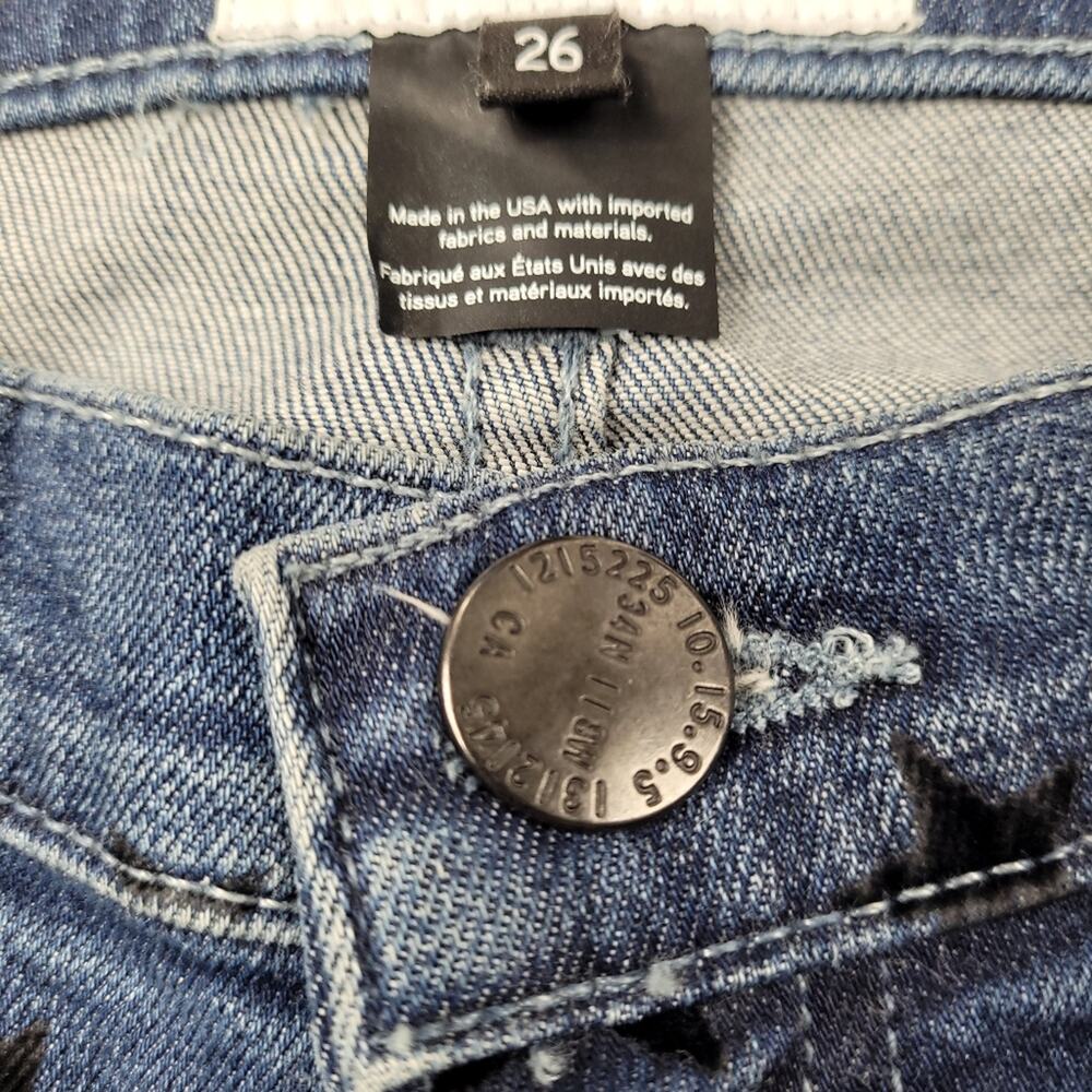 Current/Elliott The Stiletto Flocked Star Skinny Jeans Blue Medium Wash size 26 - Picture 7 of 16